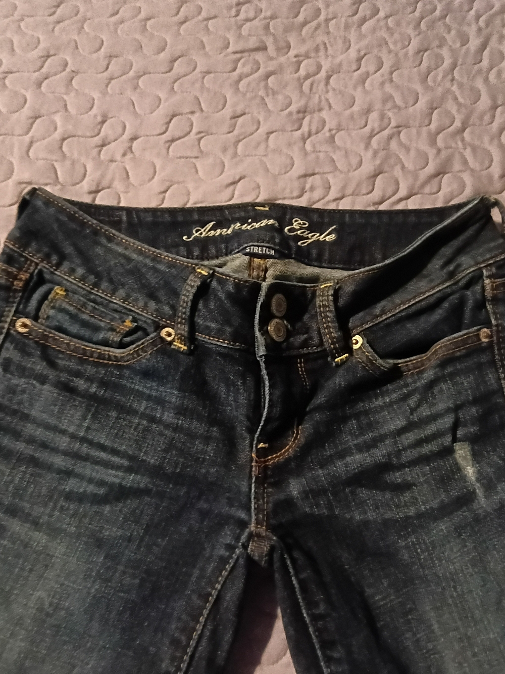 American Eagle Outfitters Women's Dark Blue Stretch Jeans